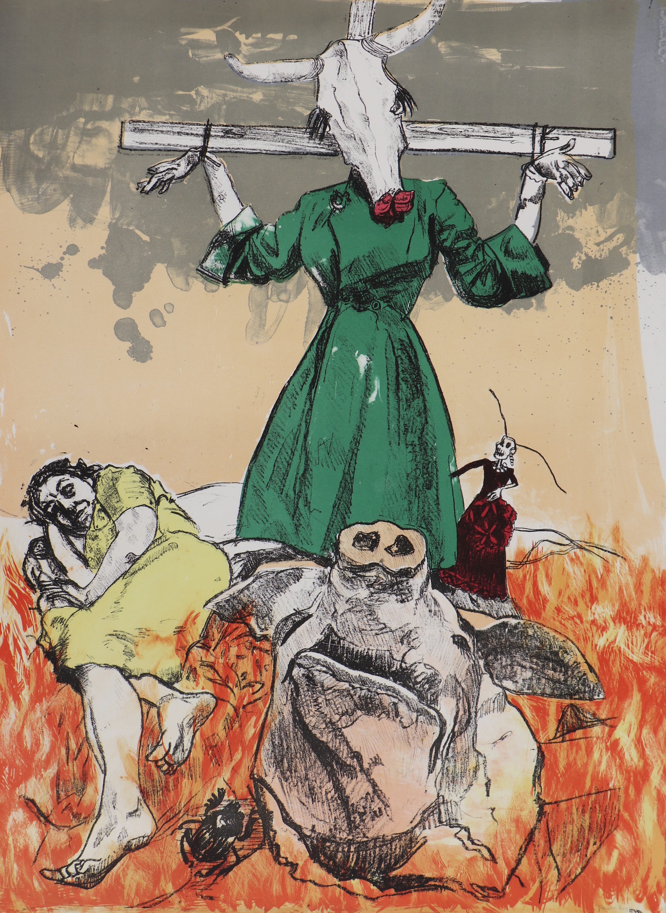 Paula Rego 'Scarecrow' lithograph in colours, 2006